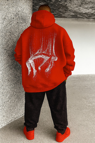 CLASSY.MODA Men's Three Thread Hooded Sweatshirt and Sweatpants Set with Back Print Casual Daily Combination