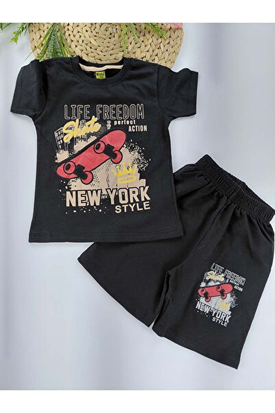 Butik Αγόρια Νέα Υόρκη Σορτς Μπλουζάκι Διπλό Σετ Βαμβακερό ύφασμα