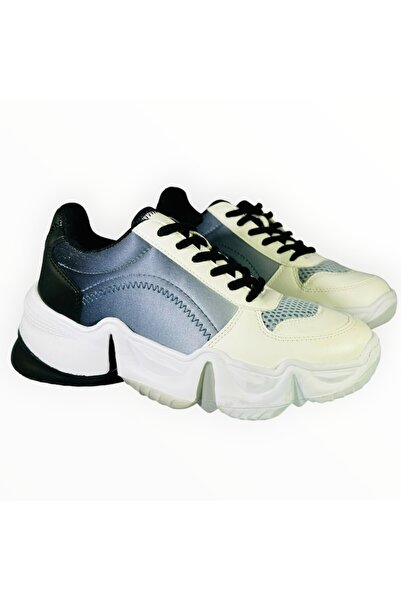 Shoedazzle Women's Chunky Low-Top Sneakers, Textile & Faux Leather, Off White, EU 37