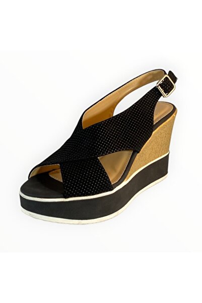 Jenny Fairy Women's Wedge Sandals with Strap X Suedette Black Size 39 EU
