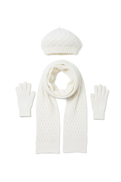 derikem Women's Winter Knitted Beanie, Scarf and Gloves Set