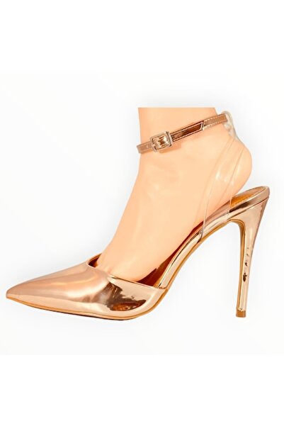 ASOS Cutout Heeled Shoes Leather Lacquered Rose Gold - Size 39 EU