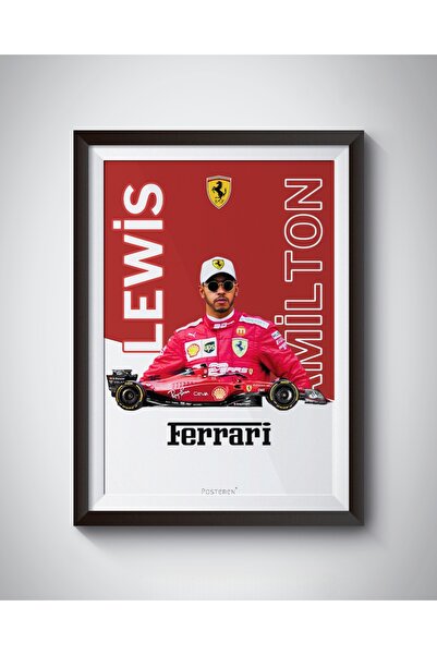 POSTEREN Lewis Hamilton Formula 1 Ferrari Çerçeveli Poster Tablo