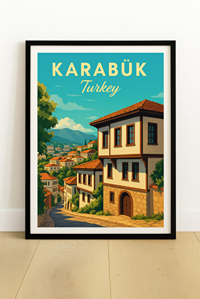 KAYABEY HOME Modern Design Turkey City Map Poster – Wooden Framed