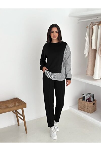 JANES Women's Shirt Detail Striped Side Tie Double Suit