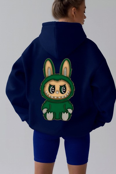 CLASSY.MODA Hanorac cu glugă pentru femei – Imprimat cu desene animate pe spa...