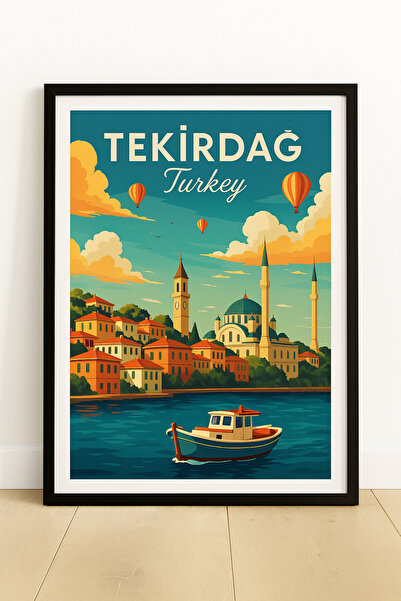 KAYABEY HOME Modern Design Turkey City Map Poster – Wooden Framed