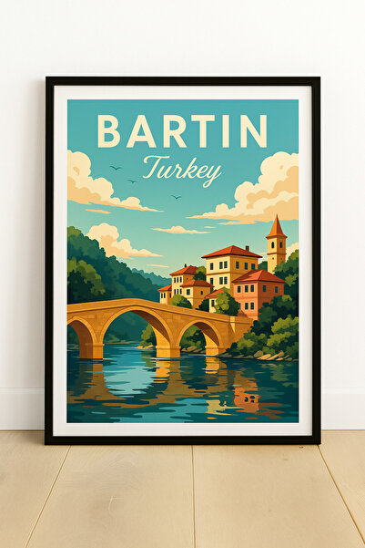 KAYABEY HOME Modern Design Turkey City Map Poster – Wooden Framed