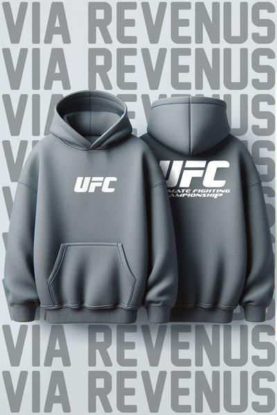 Vordevia Φούτερ UFC εμπρός και πίσω με τύπωμα 3 Thread Ş επένδυση fleece K με κουκούλα
