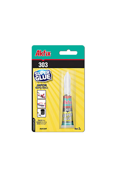 Akfix Super Glue, Akfix, 303, 3Gr, Cianoacrilat, Pvc Blister (12/288)