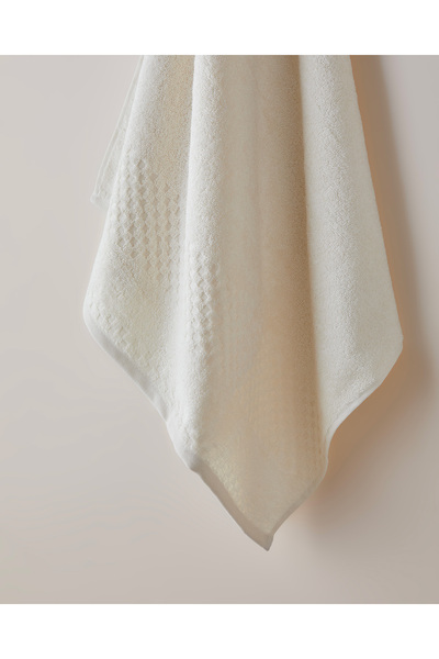 English Home Border Check Cotton Bath Towel 70X140 cm Ivory