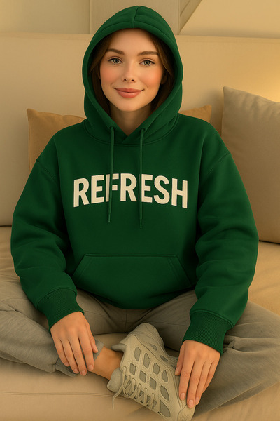 CLASSY.MODA Жіночий тринитковий худі з капюшоном REFRESH з принтом, зручний о...