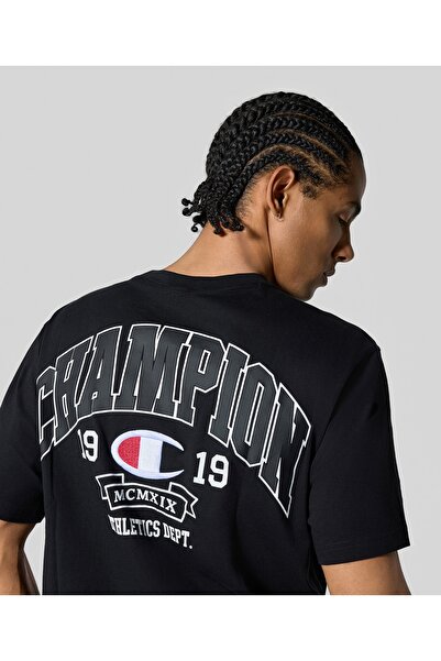 Champion Street Varsity Crewneck T-Shirt Black Men's T-Shirt - 221197-Kk001