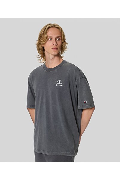 Champion Icons Plush Wash Crewneck T-Shirt Gray Men's T-Shirt - 221181-Vs517