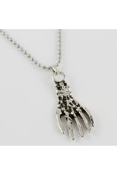 TakÇalıştır Skeleton Hand Figured Men's Necklace with Zircon Stone Pendant St...
