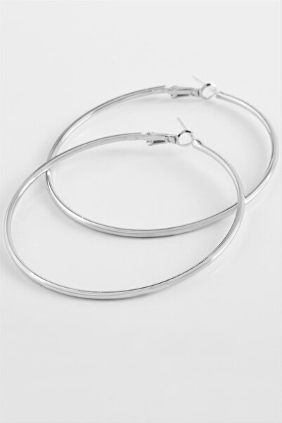Marsilyan Metal Hoop Earrings 6 cm Ilkel-Bjt940