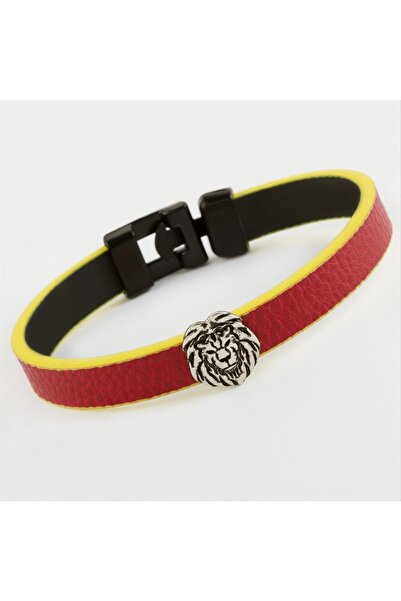 ZERO LAND Sptrns Lion Quality Artificial (223705) Leather Bracelet-Red