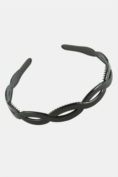 CT STONES تاج أسود منقوش محبوك