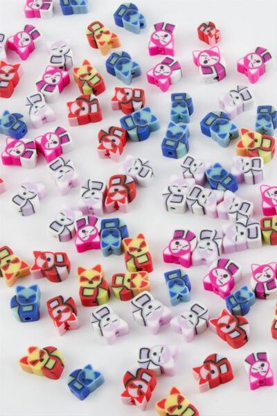 ZERO LAND Χάντρες Fimo με σχέδιο γάτας 100 τεμάχια