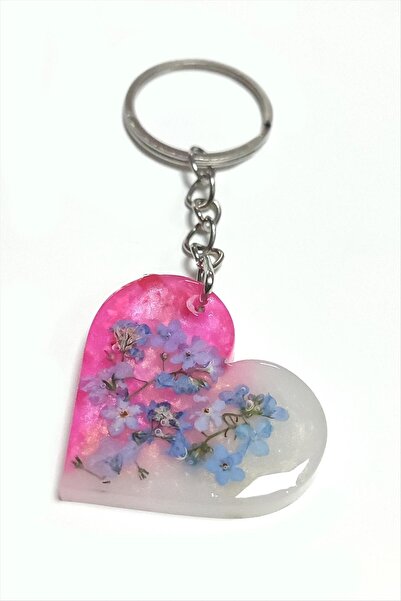 hayalimsah Breloc epoxidic cu inimă de floare Unutmabeni