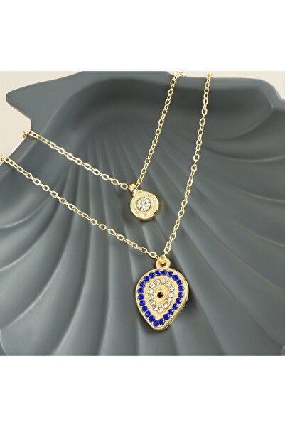 Ayena Moda Damla Evil Eye New Season Double Necklace