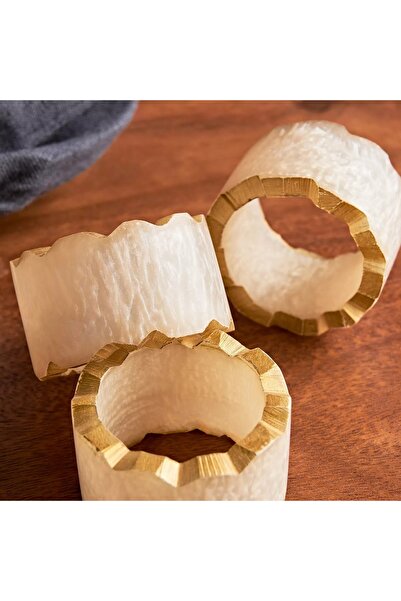 Generic مجموعة حلقات مناديل بيج المكونة من 4 قطع - 5 سم