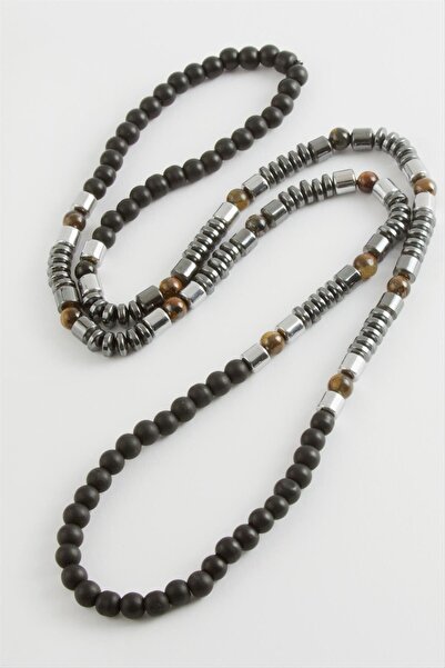 FREEDOM STOREE قلادة من الحجر الطبيعي الهيماتيت أونيكس