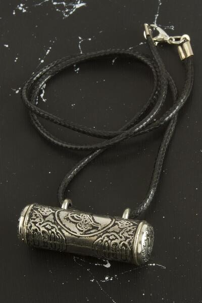 SiHako Boru Cevşen Deri Kordonlu Kolye