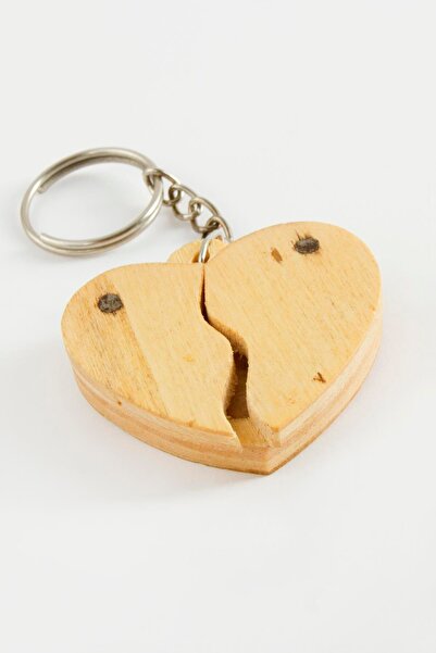 FREEDOM STOREE Ξύλινο μπρελόκ με ανοιχτό και κλειστό σχήμα καρδιάς