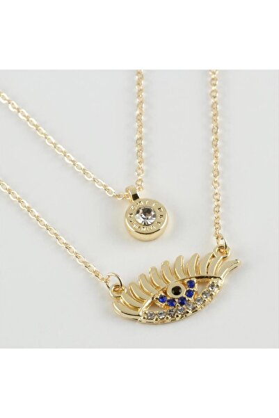 Marsilyan New Season Double Necklace with Eye Figure Ilkel-Bjt940