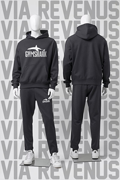 Vordevia Gym Printed Hooded Sweatshirt and Sweatpants Unisex Sportswear Set