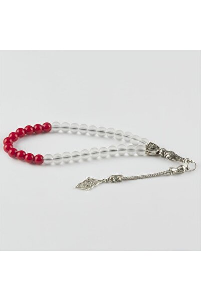 Marsilyan Coral-Iced Quartz Natural Stone Prayer Beads 8 mm