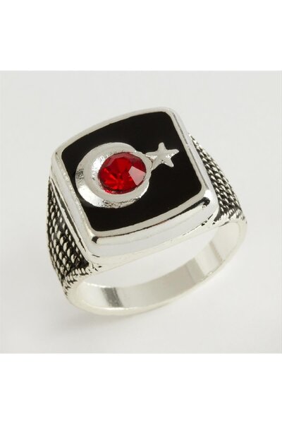 CT STONES خاتم رجالي معدني على شكل نجمة القمر