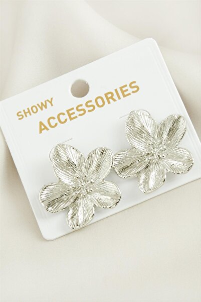 ZERO LAND Zengezur Orchid Trend Metal Earrings-Silver Color