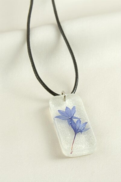 nolva قلادة مستطيلة الشكل من الإيبوكسي اللامع على شكل زهرة البركة