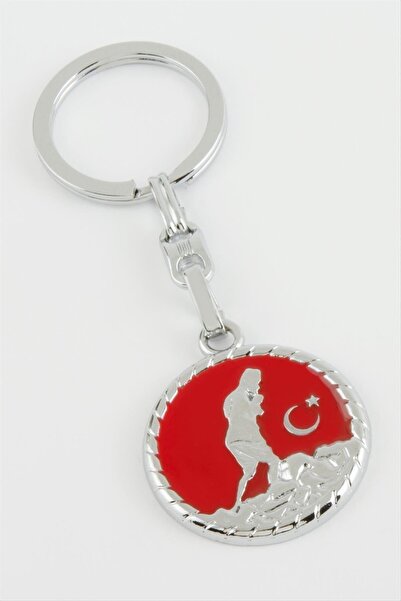 ZERO LAND سلسلة مفاتيح معدنية من دي إس-ديرين أتاتورك - لون فضي