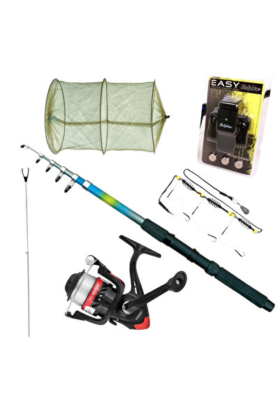 Baracuda Set complet de undiță, mulinetă, fir de pescuit cu feeder, lumină de avertizare, Juvelnic, suport și montură