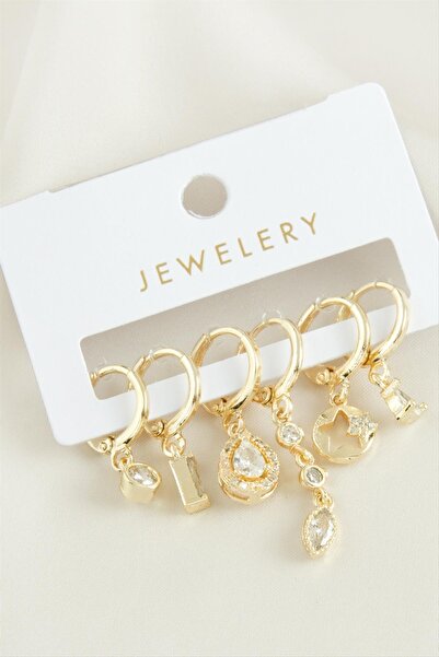 CT STONES 6 قطع حلق من حجر الزركون على شكل نجمة