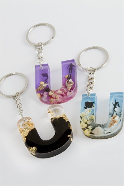 ZERO LAND Epoxy Keychain with Letter U