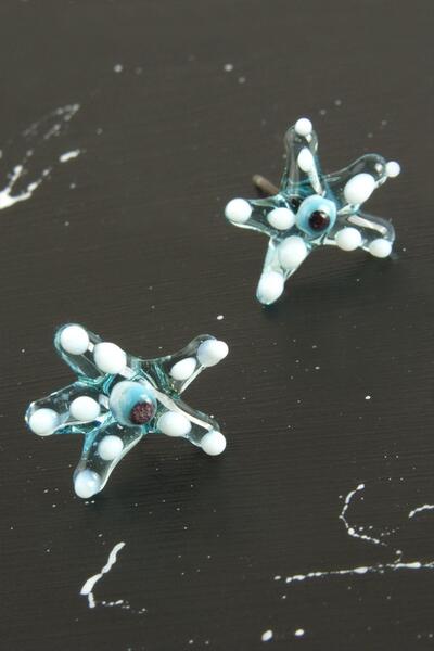 Genel Markalar ZENGEZUR Deniz Yıldızı Cam Küpe-Açık Mavi