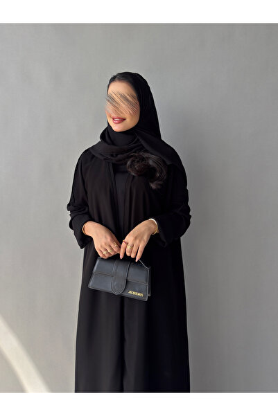 outline Daily black abaya with Arabian Nights fabric