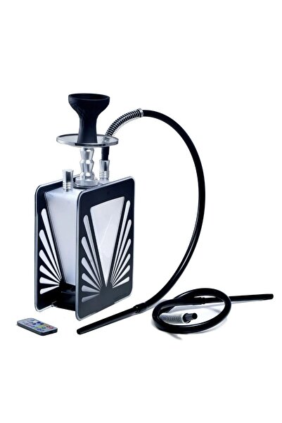 l'elefante Modern Square Fiberglass Hookah with Dual Hose Portable Lightweight Shisha with Metal Stem
