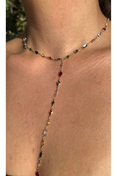 Roha Çelik Renkli Zirkon Y Kolye