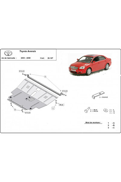 MTR Scut metalic Toyota Avensis 2003-2008, cutie de viteză pentru motor