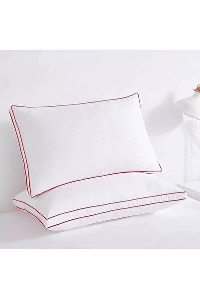 DNRYSL Kaz Tüyü Çift Kırmızı Biyeli Yastık 50x70 Premium Uyku Yastığı