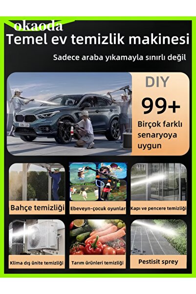 okaoda Yepyeni çift pilli 775 büyük motorlu araç yıkama şarj edilebilir yüksek basınçlı temizleme tabancası