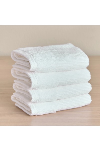 Generic Ribbed 4-Piece Turkish Cotton Fingertip Towel Set - 30x30 cm