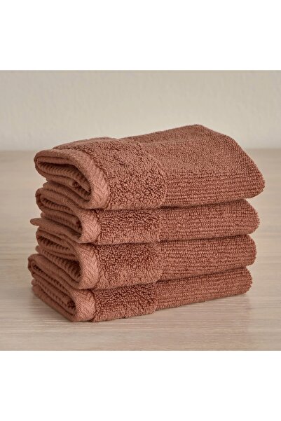 Generic Ribbed 4-Piece Turkish Cotton Fingertip Towel Set - 30x30 cm