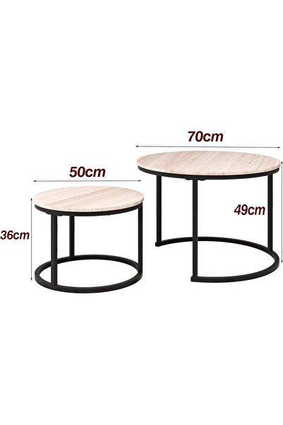Türkiye Table Sets Rustic Round Table with Metal Legs for Kitchen Living Room Coffee Table Industrial Sofa T