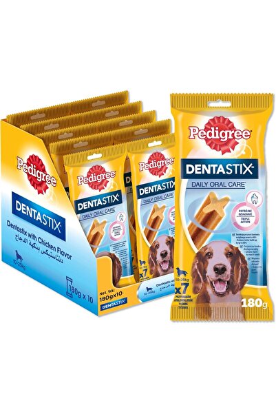 Pedigree Dog Treats, Denta Stix Dog Treat, Chicken Flavor, Pack of 10x180g, Dental Health Benefits,